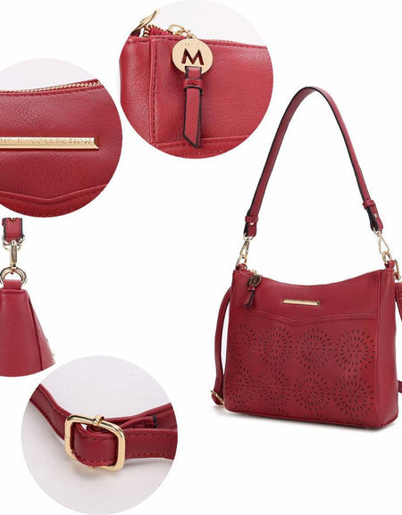 Alanis Laser Cut Vegan Leather Shoulder Bag