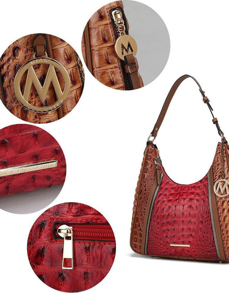 Becket Faux Crocodile Embossed Vegan Leather Women Shoulder Bag