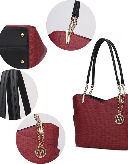 Jules M Logo Printed Vegan Leather Women Tote Bag