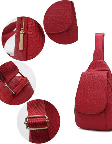 Cleisy M Logo Embossed Vegan Leather Women's Sling Bag