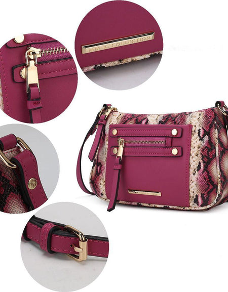 Essie Snake Embossed Vegan Leather Crossbody