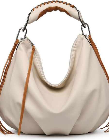 MT1139-3 BE Women's Hobo Bag with Contrast Handle