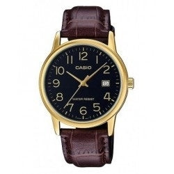 CASIO COLLECTION Mod. DATE GOLD. LEATHER - BLACK-0