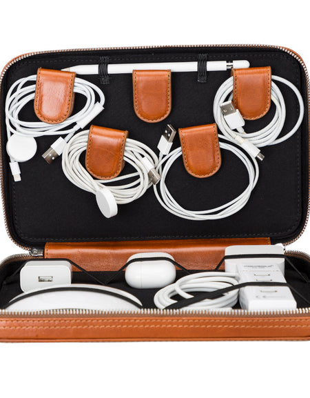 Medicine Handmade Leather Cable Travel Organizer-0