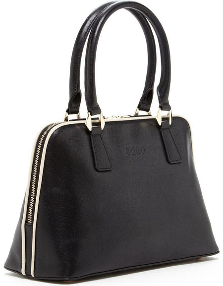 Melissa Saffiano Leather Satchel Bag - Timeless Elegance in Black