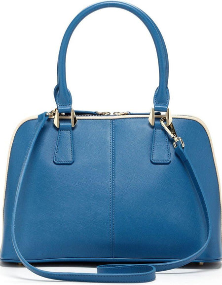 SUSU The Melissa Blue Saffiano Leather Satchel Bag