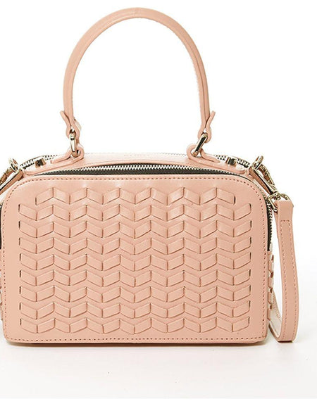 SUSU The Kayla Pink Woven Leather Bag