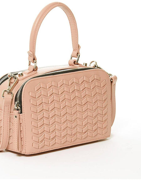SUSU The Kayla Pink Woven Leather Bag
