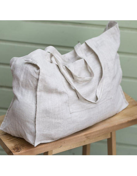 Natural Light linen beach bag with pocket
