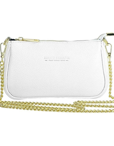 RENATO BORZATTA Borsa Piccola in Vera Pelle - Mini Bag con Tracolla in Metallo