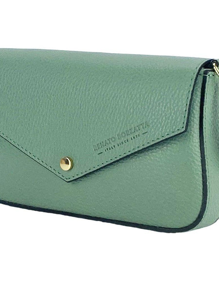 RENATO BORZATTA Mint Leather Mini Shoulder Bag with Removable Chain Strap