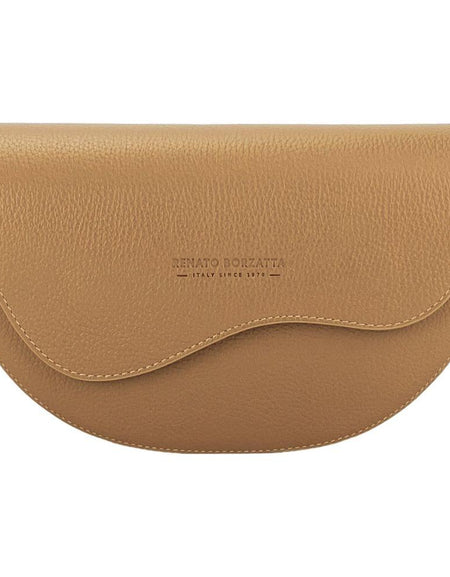 RENATO BORZATTA Borsa Donna a Bandoliera Stondata in Vera Pelle Cognac