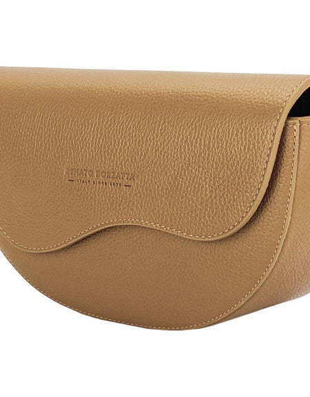 RENATO BORZATTA Borsa Donna a Bandoliera Stondata in Vera Pelle Cognac