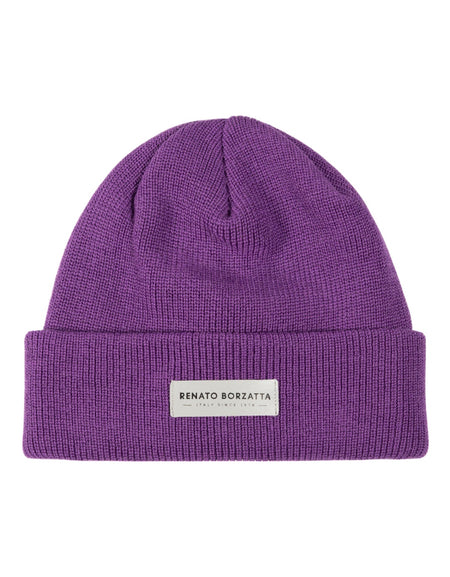RB5001Y | Berretto in Maglia a doppio strato MONVISO Misto Lana Made in Italy. Colore Viola - Taglia Unica-0