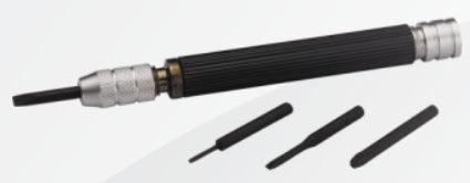 Giravite con 2 lame a taglio, 1 a croce,1 spingiperni / 4 heads screwdriver (2 flat,1 cross,1 spring bar pusher)-0