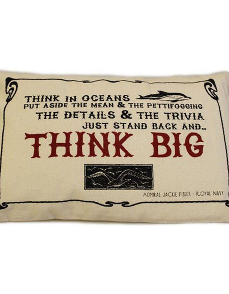 CUSCINI LETTERARI - Copricuscino in Juta lavata / Cotton pillow case THINK BIG - Size 38x25cm-0