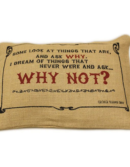 CUSCINI LETTERARI - Copricuscino in Juta lavata / Juta washed pillow case WHY NOT - Size 38x25cm-0