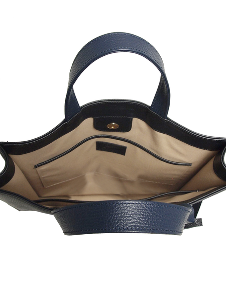 Pebbled Leather Briefcase Tote Bag Black