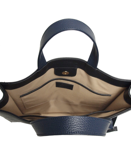 Pebbled Leather Briefcase Tote Bag Black