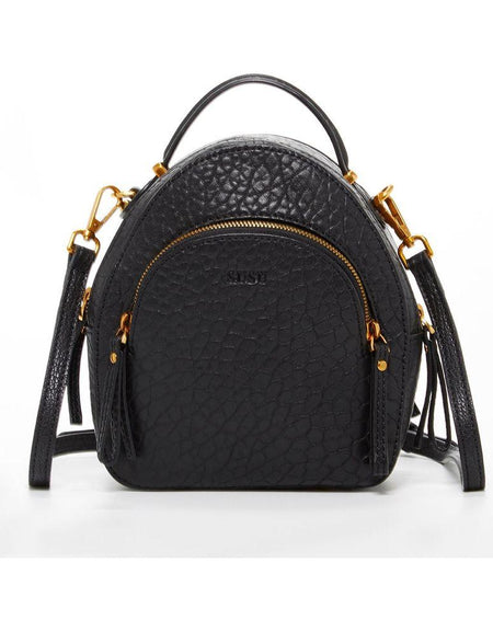 Amanda Black Leather Convertible Backpack Purse