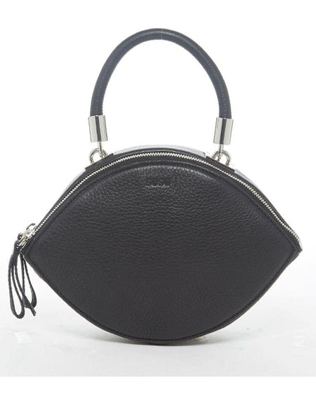 Kiss Circle Shape Leather Crossbody Bag Black - Luxurious Elegance Redefined