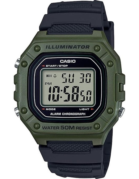 ?CASIO TIMELESS COLLECTION Mod. SPORT ILLUMINATOR WR 50M. ALARM. CHRONOGRAPH - ARMY GREEN-0
