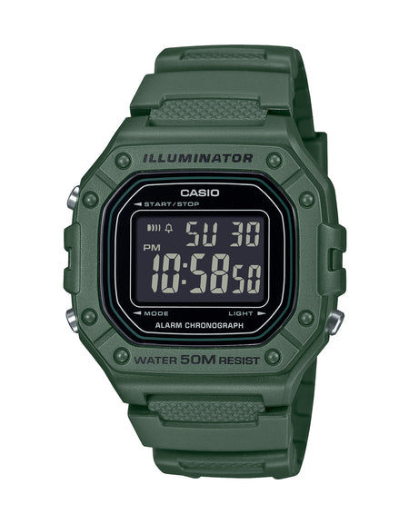 CASIO TIMELESS COLLECTION Mod. SPORT ILLUMINATOR WR 50M, ALARM, CHRONOGRAPH - ARMY GREEN-0
