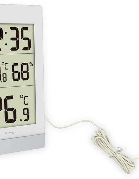 TECHNO LINE Mod. WS7039 - Termometro da parete/tavolo, temp/umidità int e temp est + cavetto sonda - Wall/table thermometer, int temp/humidity and ext temp with probe cable-0