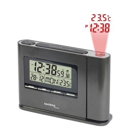 TECHNO LINE Mod. WT519 - Sveglia radioc. con proiezione a soffitto dell orario e temp - Radio controlled alarm clock with time and temp projection + alim 220 volts-220 volts power supply-0