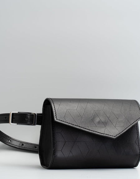 Amsterdam Black Leather Fanny Pack