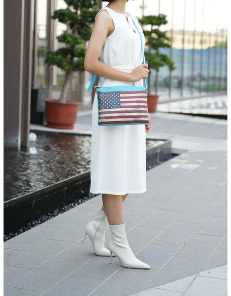 Madeline Printed Flag Vegan Leather Women Crossbody Handbag