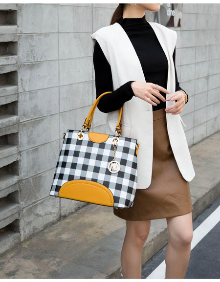 MKF Collection Gabriella Checkered Handbag With Wallet – A Statement of Elegance
