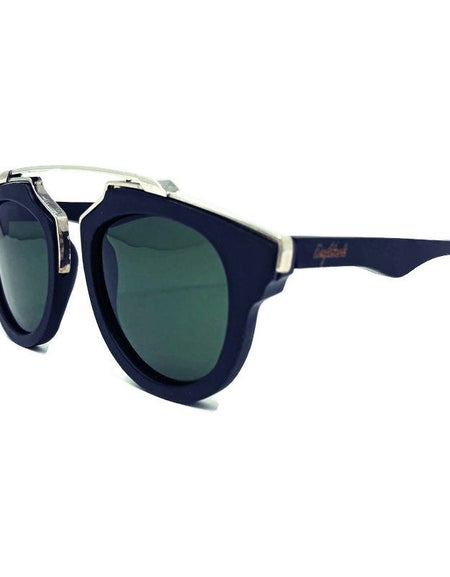 Black Wood and Silver Trim Sunglasses, G15 Lenses with Bamboo Case