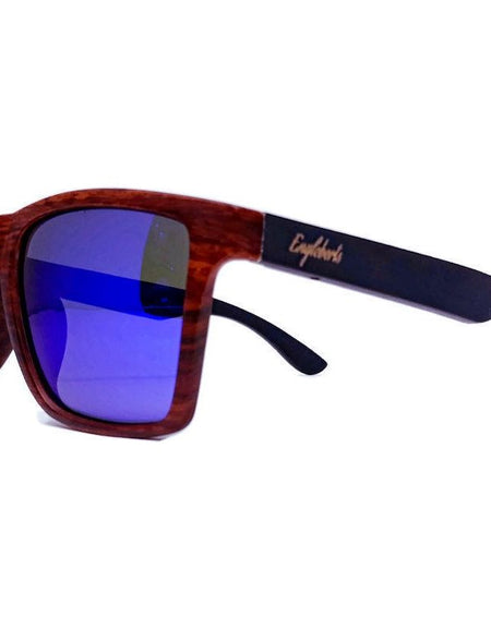 Oak Colored Frames, Bamboo Sunglasses, Blue Polarized Lenses