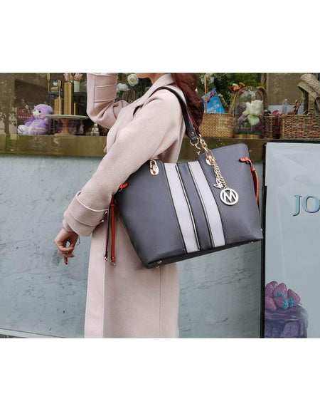 Mia K. Holland Tote with Wristlet Handbag - Elegant Vegan Leather Design