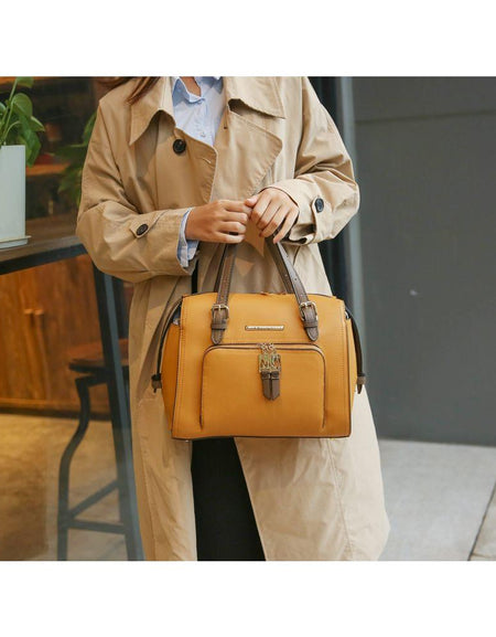 Elise Vegan Leather Color-block Women Satchel Bag - A Luxurious Companion for the Modern Woman