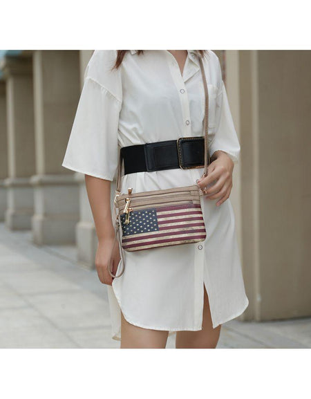 Alisson Vegan Leather Women FLAG Crossbody/Wristlet Bag