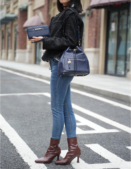 Larissa Vegan Leather Women Bucket Bag with Wallet - A Blend of Elegance and Practicality