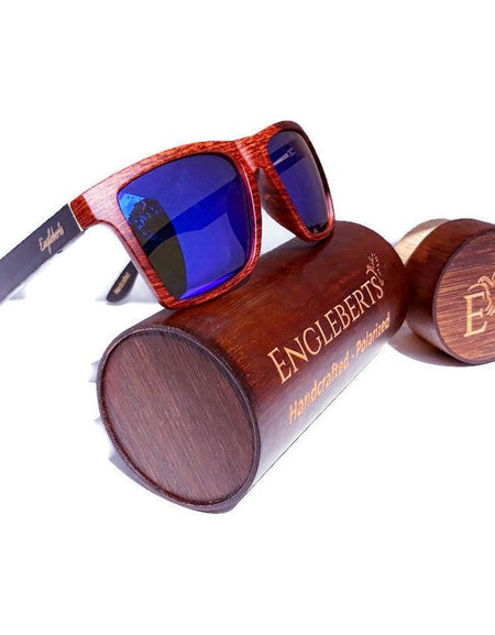 Oak Colored Frames, Bamboo Sunglasses, Blue Polarized Lenses with Case