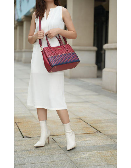 Quinn Triple Compartment Color Block Tote Handbag for Women