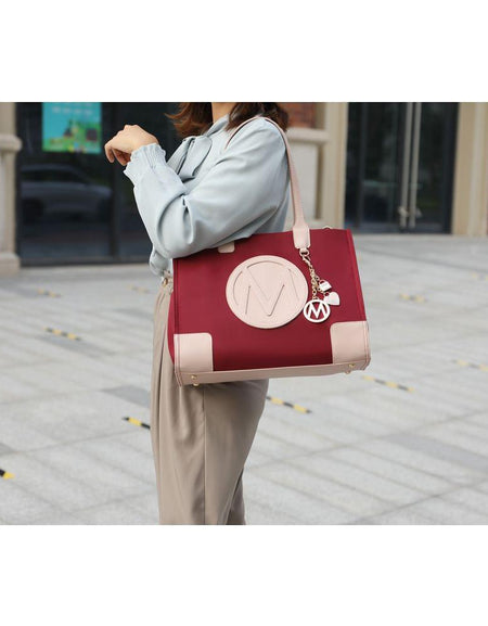 Mia K. Louise Tote Handbag and Wallet Set in Vegan Leather