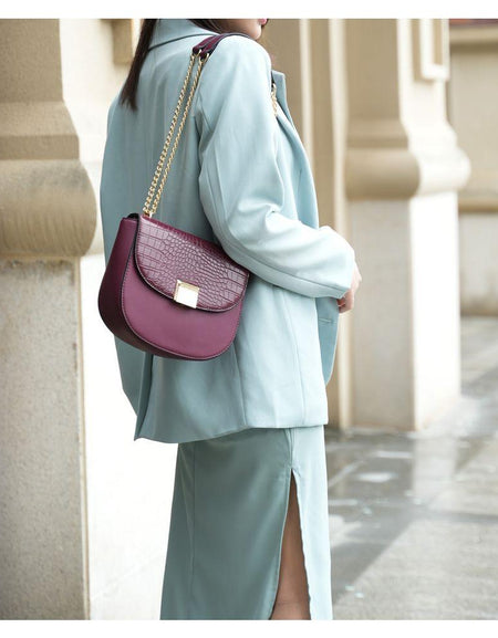 Brooklyn Crocodile Embossed Vegan Leather Women Shoulder Handbag