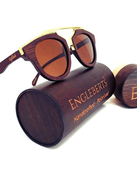 Cherry Wood Full Frame, Polarized with Gold Trim and Bamboo Case