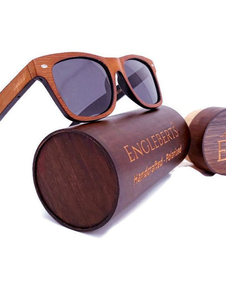 Red Stripe Two Tone Sunglasses Engraved and Polarized With Case