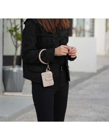 Jordyn Vegan Leather Bracelet Keychain with a Credit Card Holder