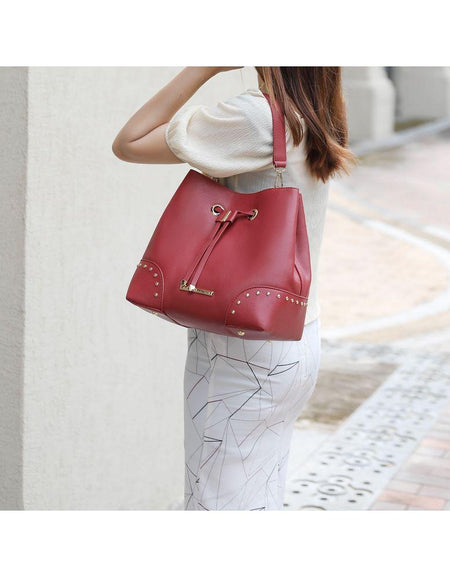 Mia K. Callie Solid Bucket Bag with Matching Wallet