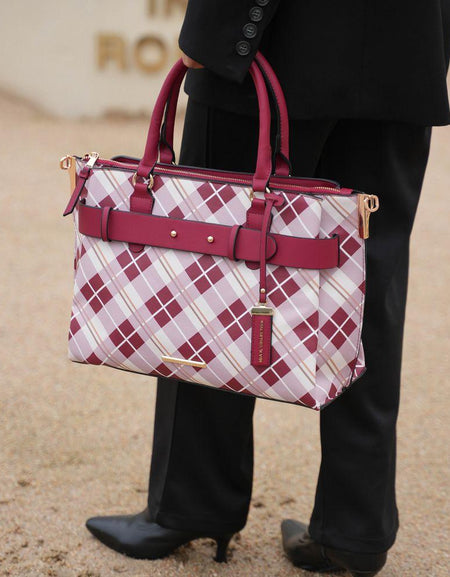 Vivian Plaid Vegan Leather Women Satchel Bag