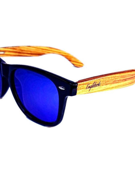 Zebrawood Sunglasses with Blue Polarized Lenses and Case