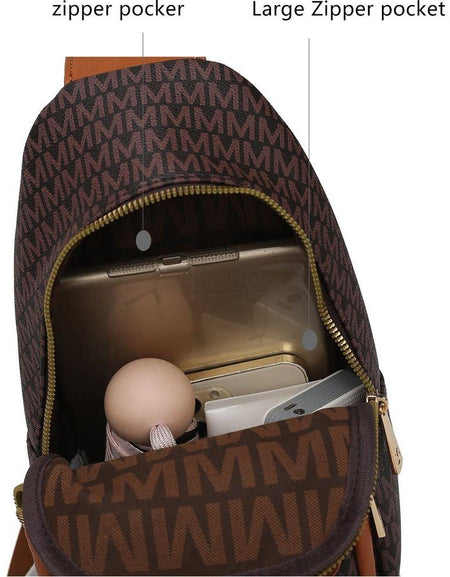 Kace M Logo Printed Vegan Leather Women Sling Bag