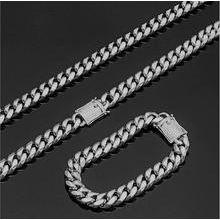 BMKIT2 Silver Colour Cuban & Tennis Chain Set